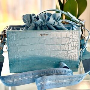 Light Blue Croc-Embossed Women Bag